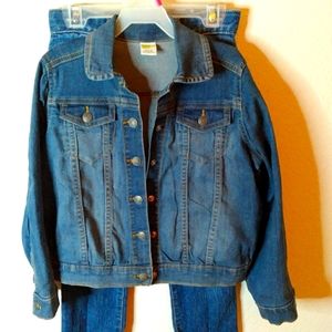 #186 Girls Crazy 8 Blue Demin Button Pocket Jean Jacket
